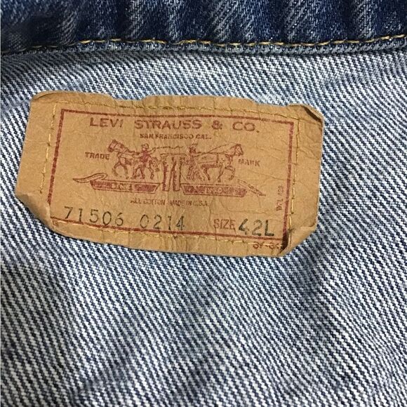 Levi’s Jean Jacket Vintage Trucker Style Made In U.S.A 71506-0214 Size 42L - Picture 3 of 15